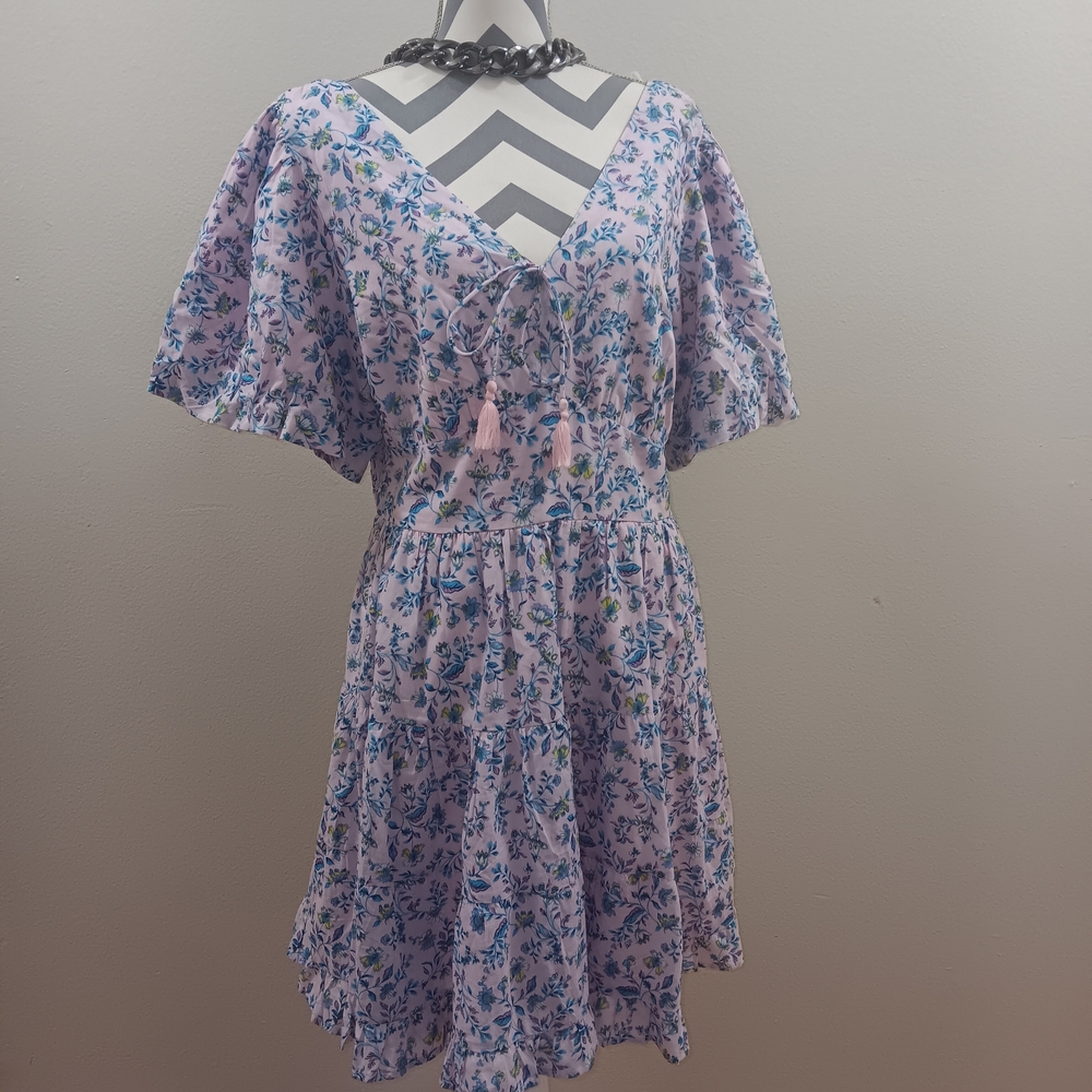 Floral Blue and Pink Kids Dress